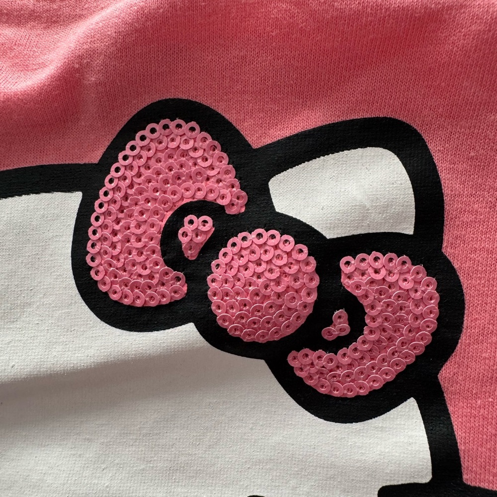Hello Kitty Girls 3T 3 Piece Set Pink T-Shirt, White Sweatshirt, Black Pants - Picture 4 of 6